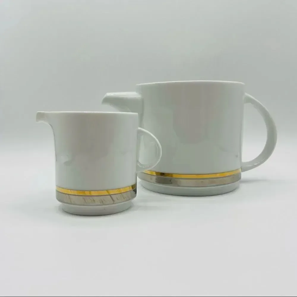 Vintage Mid-Century Thomas Germany Metallic Teapot and Creamer Set